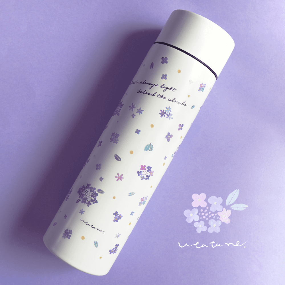 【名入れも可能】紫陽花のコンパクト水筒／保冷保温可能／サーモスボトル1枚目の画像